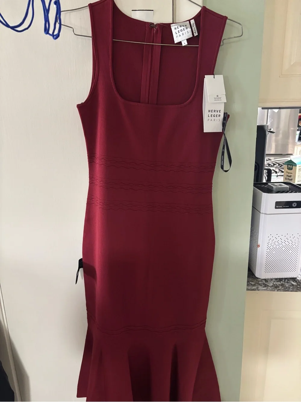 Herve Leger Sleeveless Wine Midi Dress - Picture 8 of 14
